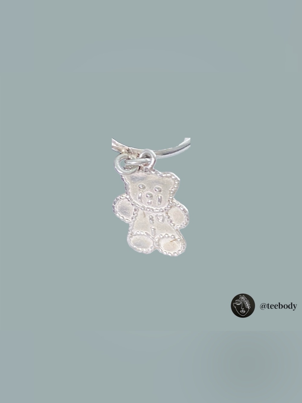 NWT 925 Sterling Silver Teddy Bear Dangle Charm Ring Size 5 Y2K Retro